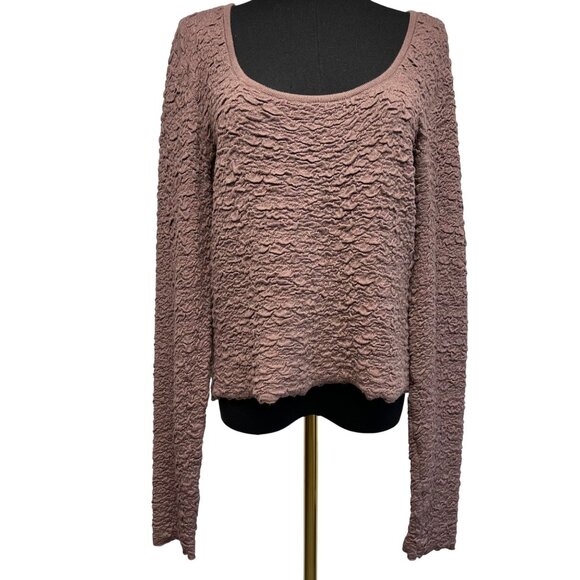 NATURAL LIFE Tops - Natural Life Danielle Womens Textured Square Neck Top Sz XL Mauve Stretchy Knit